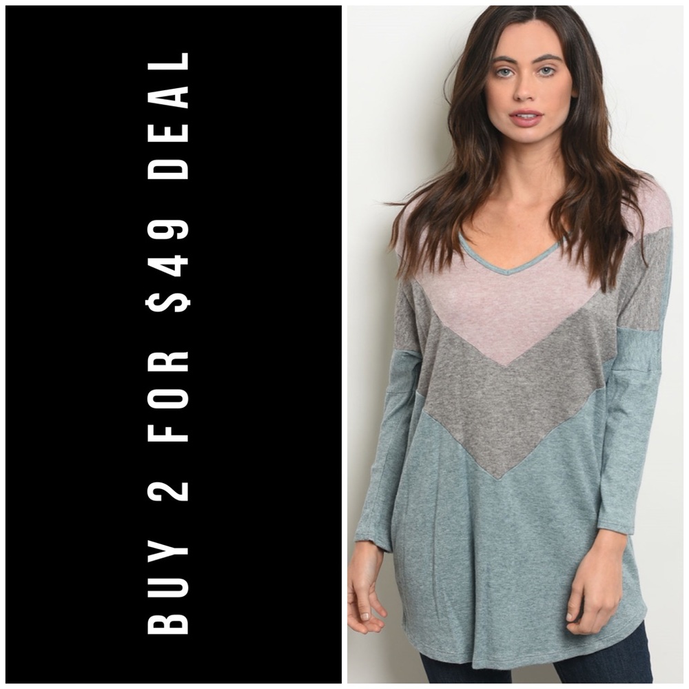 ❄️LAST3️⃣//BLUE PINK COLOR BLOCK TOP